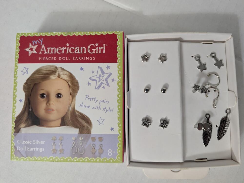 American Girl Pierced Doll Earrings Classic Silver Feather Dangle Studs Lot